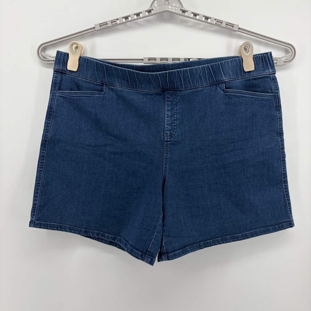 Intro Womens 20W Blue Jean Shorts Stretch Pull On Denim Mid Rise 31736D